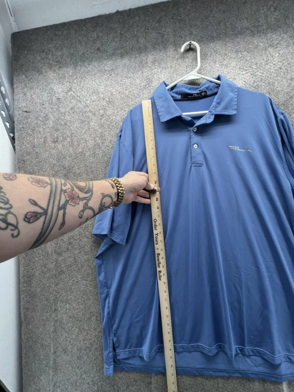 RLX Ralph Lauren Polo Shirt Mens 2XL Blue Solid Golf Performance Jersey